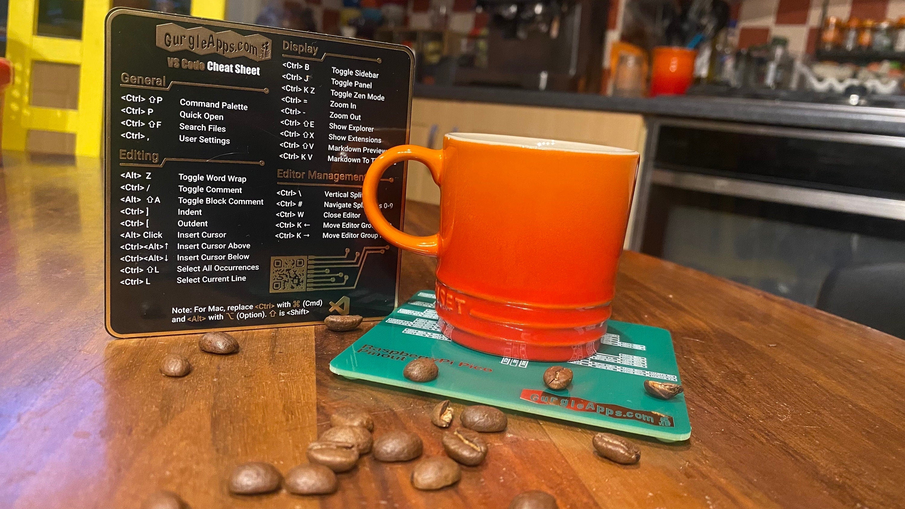 Tech Enthusiast's Delight: Raspberry Pi Pico Pinout & VS Code PCB Coaster Bundle - Perfect for Coders and Makers!