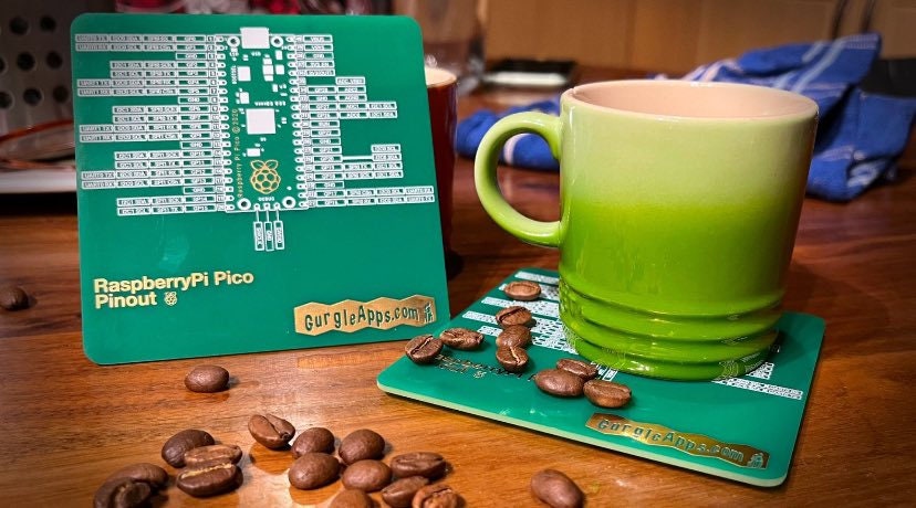 Tech Enthusiast's Delight: Raspberry Pi Pico Pinout & VS Code PCB Coaster Bundle - Perfect for Coders and Makers!