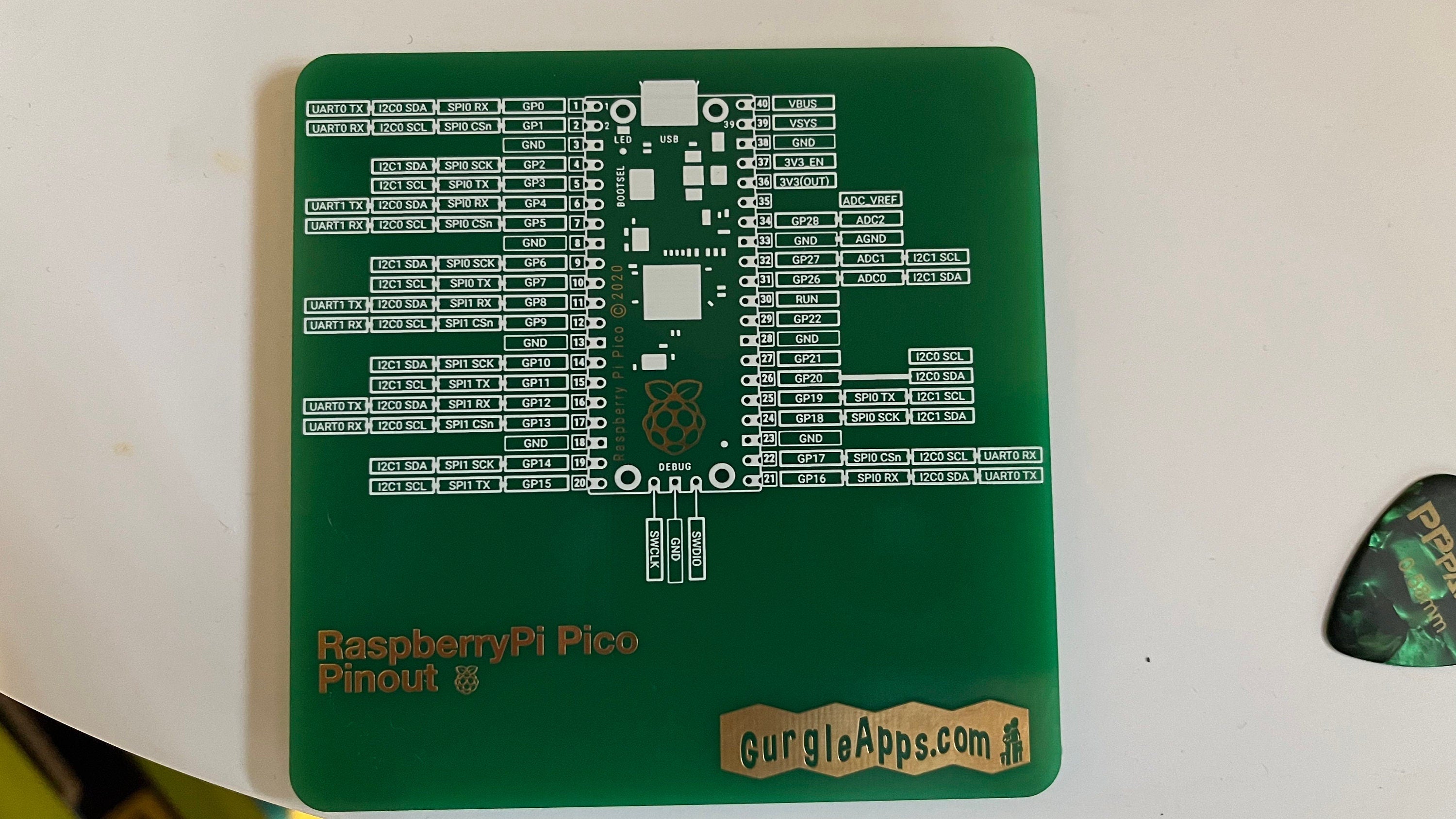 RaspberryPi Pico Pinout PCB Coaster